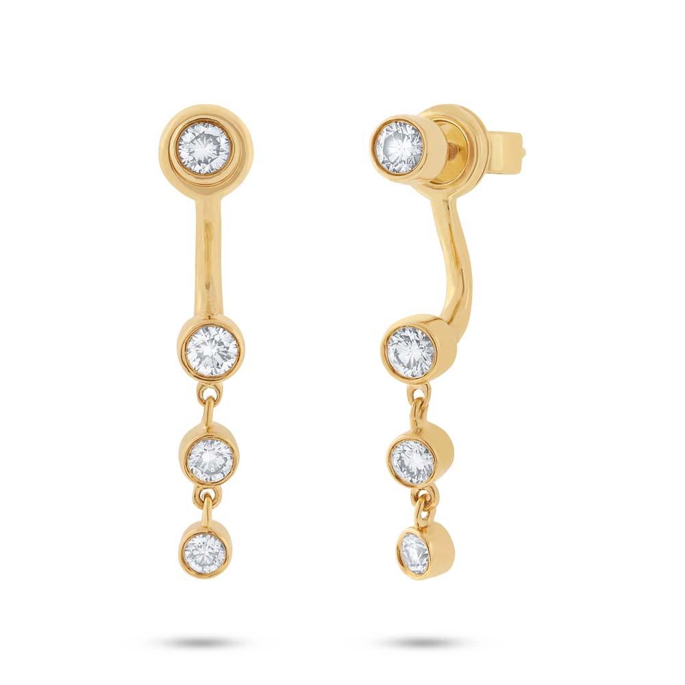 14k Yellow Gold Diamond Ear Jacket Earring with Studs