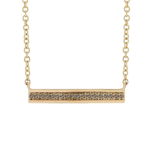 14k Yellow Gold Champagne Diamond Bar Pendant