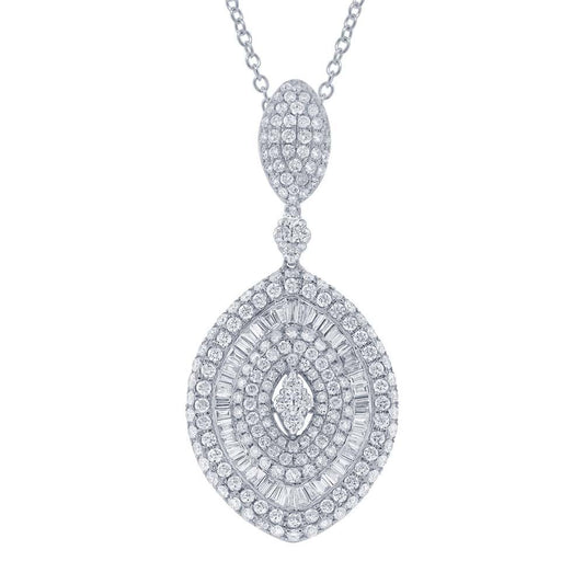 18k White Gold Diamond Pendant - 3.76ct