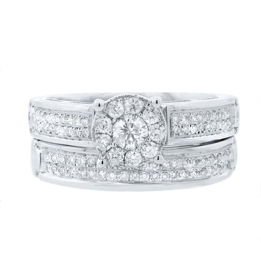 14k White Gold Diamond Wedding Set - 0.54ct