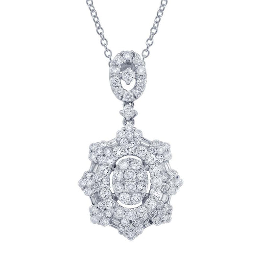 18k White Gold Diamond Pendant - 1.71ct