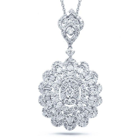 18k White Gold Diamond Pendant - 2.83ct