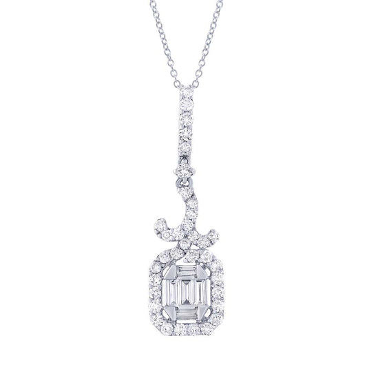 18k White Gold Diamond Pendant - 0.88ct