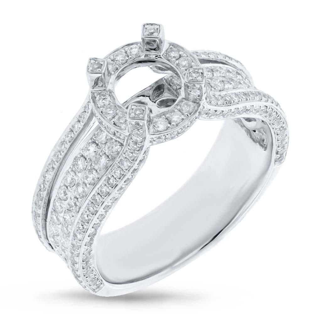 14k White Gold Diamond Semi-mount Ring - 1.10ct