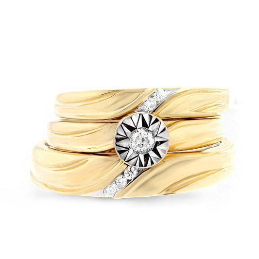 14k Yellow Gold Diamond Trio Set - 0.19ct