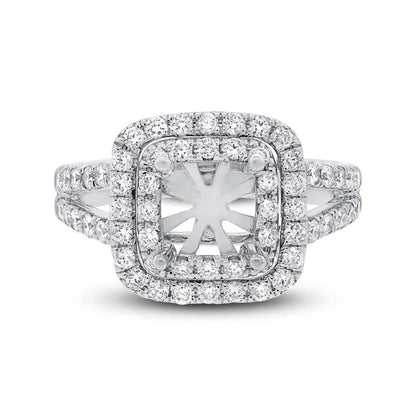 14k White Gold Diamond Semi-mount Ring Size 6.25 - 0.93ct