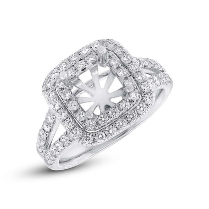 14k White Gold Diamond Semi-mount Ring Size 6.25 - 0.93ct