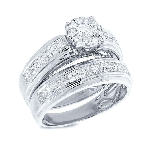14k White Gold Diamond Wedding Set - 0.61ct