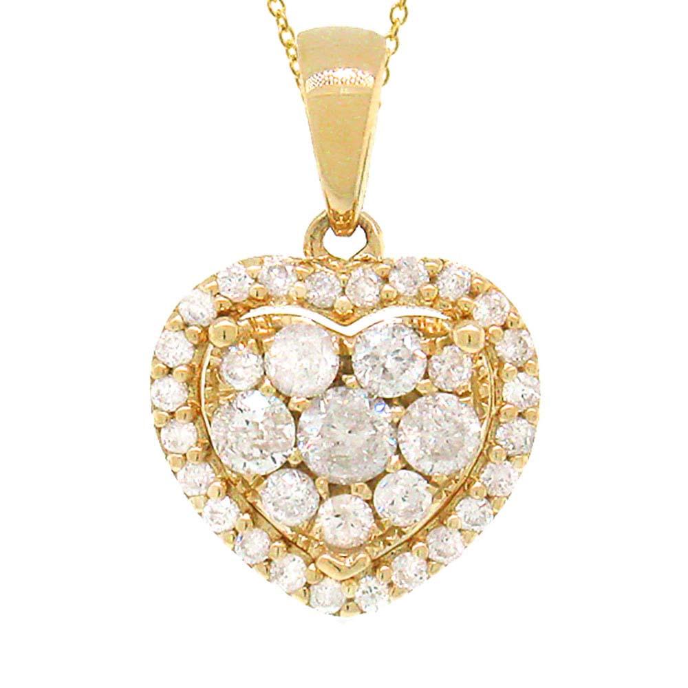 14k Yellow Gold Diamond Heart Pendant - 0.47ct