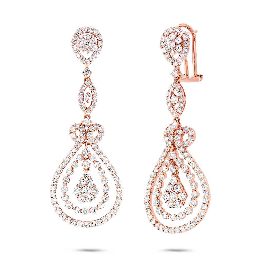 18k Rose Gold Diamond Earring - 4.27ct