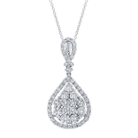 18k White Gold Diamond Pendant - 1.74ct