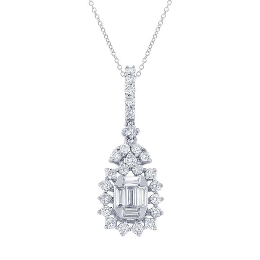 18k White Gold Diamond Pendant - 0.88ct