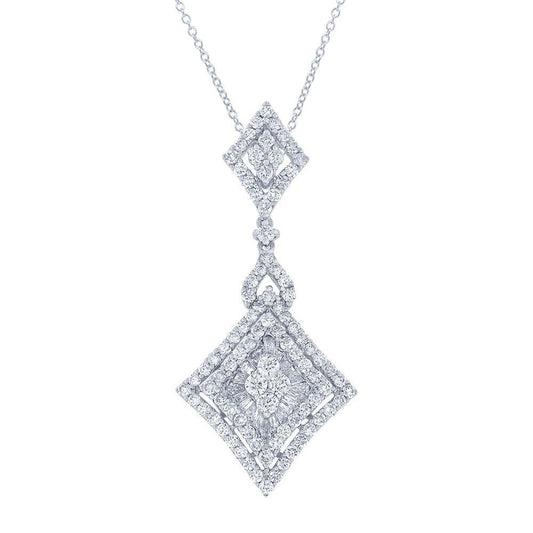 18k White Gold Diamond Pendant - 1.95ct