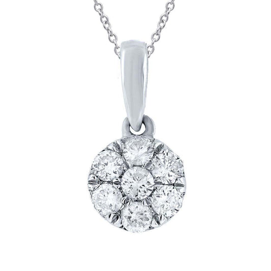 18k White Gold Diamond Cluster Stud Pendant - 0.25ct