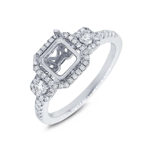 14k White Gold Diamond Semi-mount Ring Size 6.5 - 0.65ct