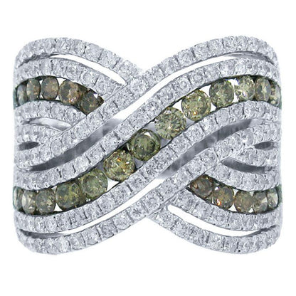 14k White Gold White & Champagne Diamond Lady's Ring - 2.00ct