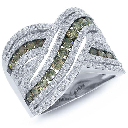 14k White Gold White & Champagne Diamond Lady's Ring - 2.00ct