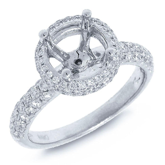 18k White Gold Diamond Semi-mount Ring - 0.74ct