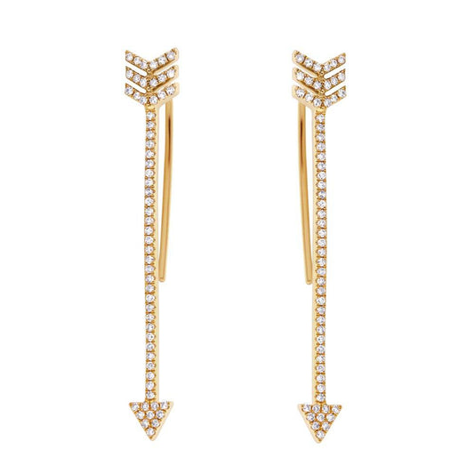 14k Yellow Gold Diamond Arrow Earring - 0.29ct