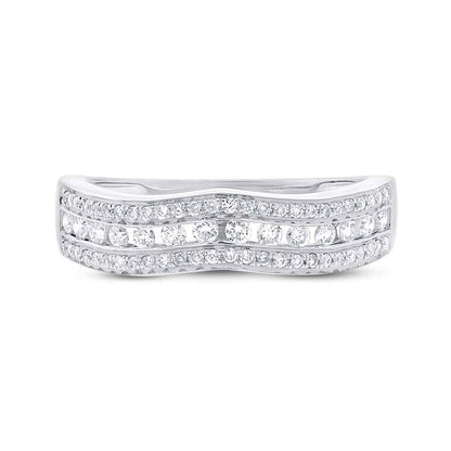 14k White Gold Diamond Shadow Band - 0.39ct
