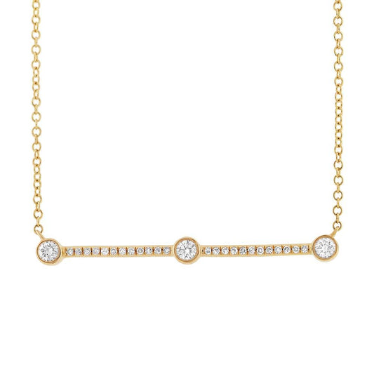 14k Yellow Gold Diamond Bar Necklace