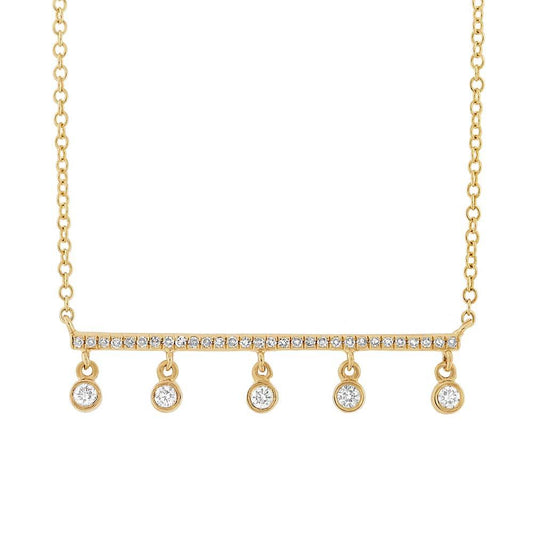 14k Yellow Gold Diamond Bar Pendant