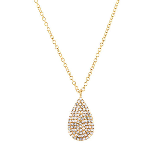 14k Yellow Gold Diamond Pave Pendant - 0.19ct