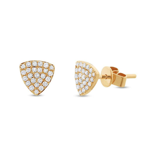 14k Yellow Gold Diamond Pave Stud Earring - 0.18ct