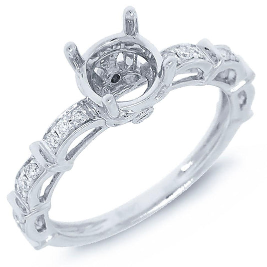14k White Gold Diamond Semi-mount Ring - 0.18ct