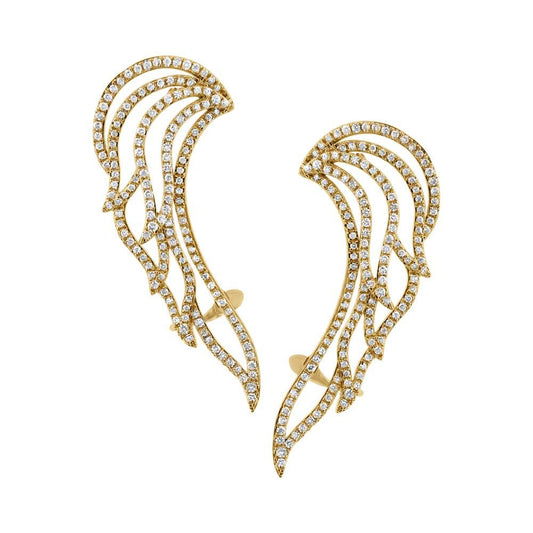 14k Yellow Gold Diamond Ear Crawler Earring