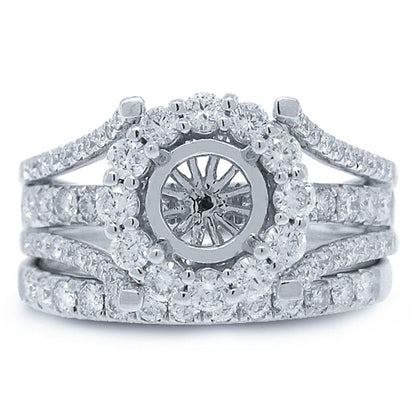 14k White Gold Diamond Semi-mount Ring 2-pc - 1.16ct