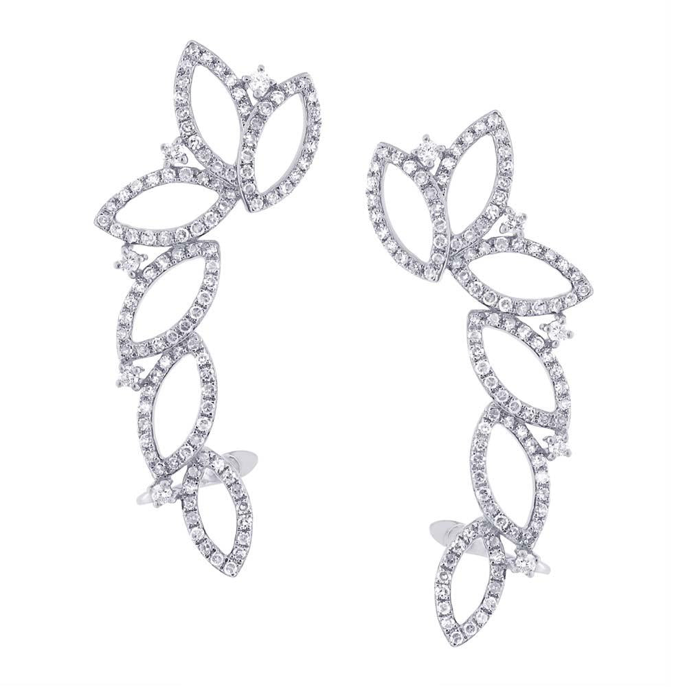 14k White Gold Diamond Ear Crawler Earring