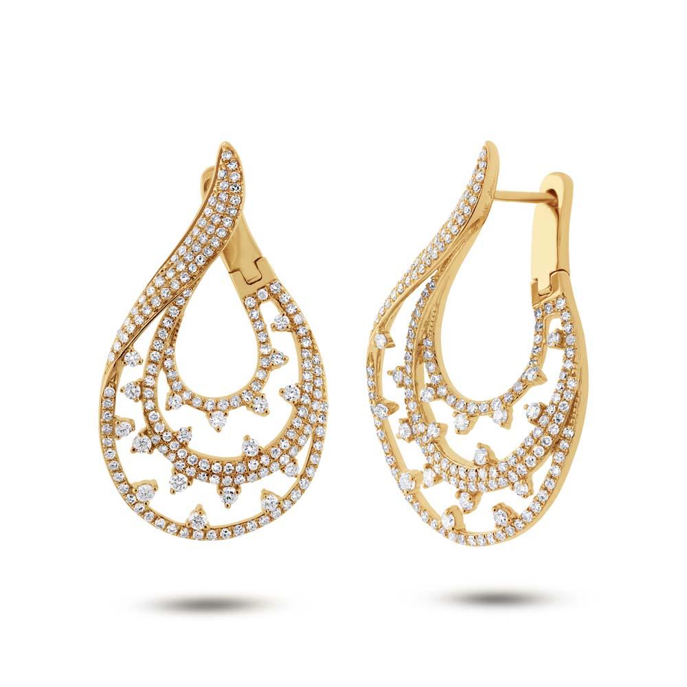 14k Yellow Gold Diamond Earring - 2.10ct