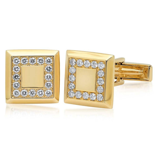 14k Yellow Gold Diamond Cuff Links - 0.82ct