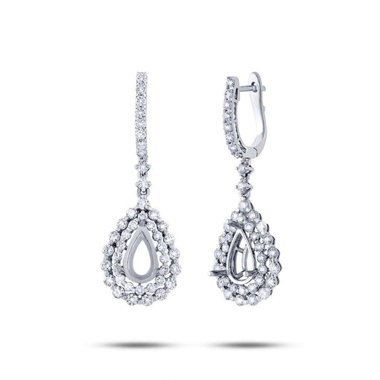 18k White Gold Diamond Semi-mount Earring - 2.14ct