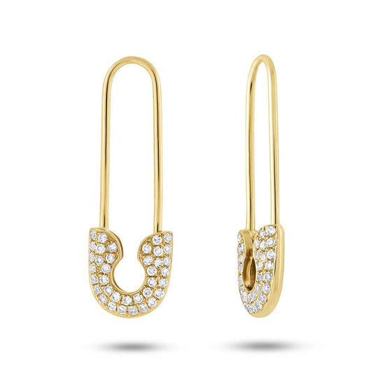 14k Yellow Gold Diamond Safety Pin Earring - 0.21CT
