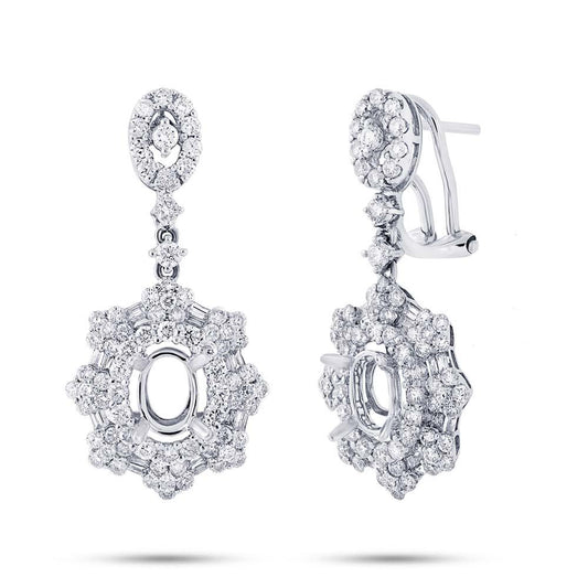 18k White Gold Diamond Semi-mount Earring - 2.40ct