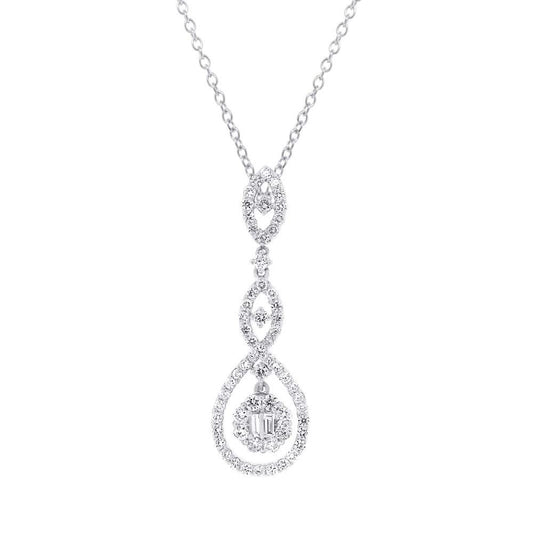 18k White Gold Diamond Pendant - 1.35ct