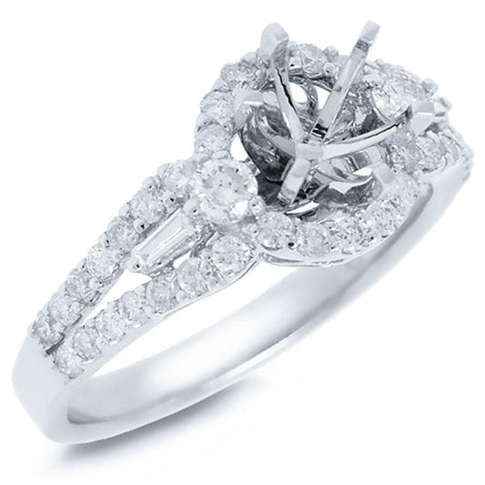 18k White Gold Diamond Semi-mount Ring - 0.74ct
