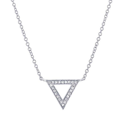 14k White Gold Diamond Triangle Pendant - 0.07ct