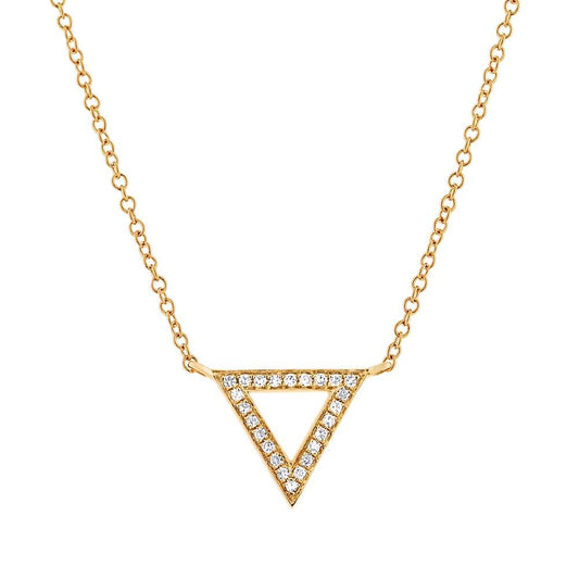 14k Yellow Gold Diamond Triangle Pendant - 0.07ct