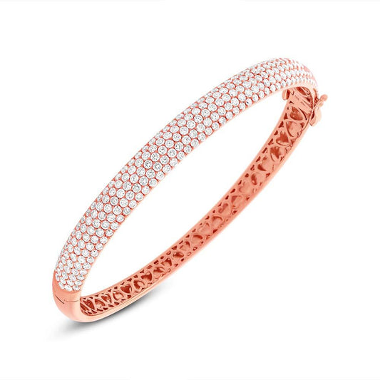 18k Rose Gold Diamond Bangle - 5.88ct