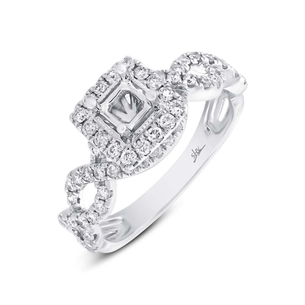 14k White Gold Diamond Semi-mount Ring Size 7 - 0.65ct