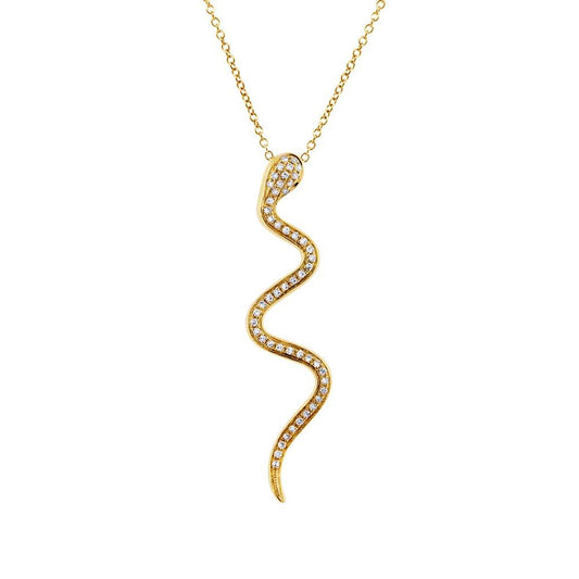 14k Yellow Gold Diamond Snake Pendant - 0.19ct