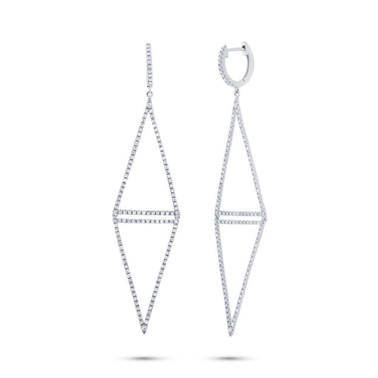 14k White Gold Diamond Triangle Earring - 0.89ct