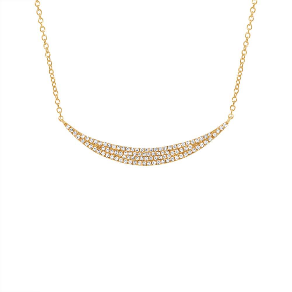 14k Yellow Gold Diamond Pave Crescent Necklace - 0.25ct