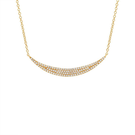 14k Yellow Gold Diamond Pave Crescent Necklace - 0.25ct