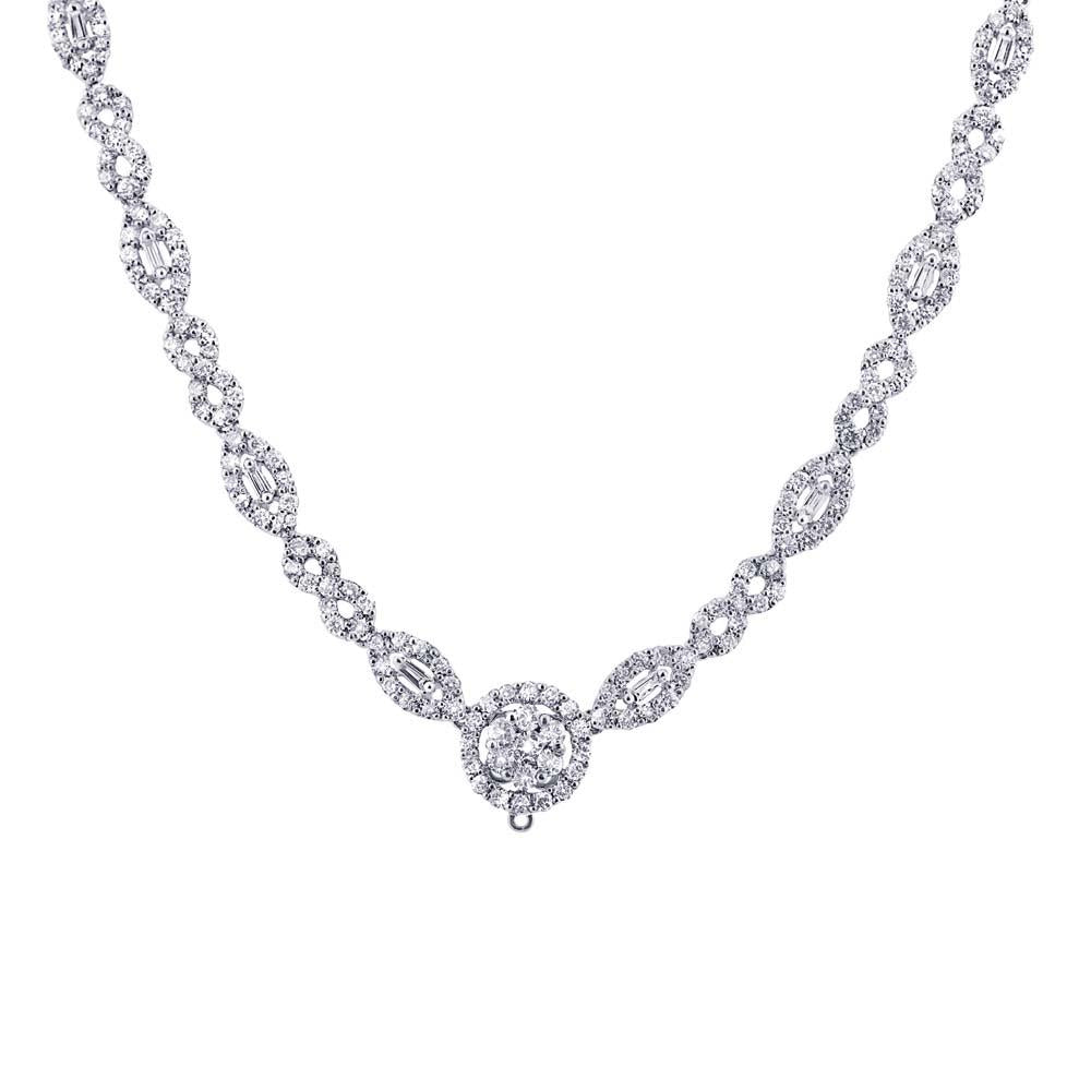 18k White Gold Diamond Necklace - 6.48ct V0107