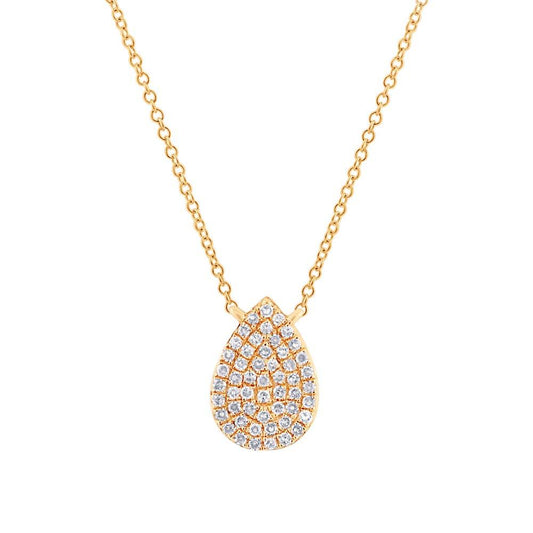 14k Yellow Gold Diamond Pave Pendant - 0.15ct