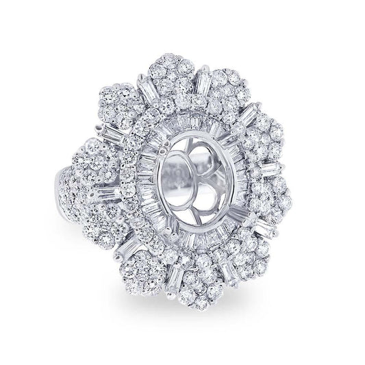 18k White Gold Diamond Semi-mount Ring - 3.70ct